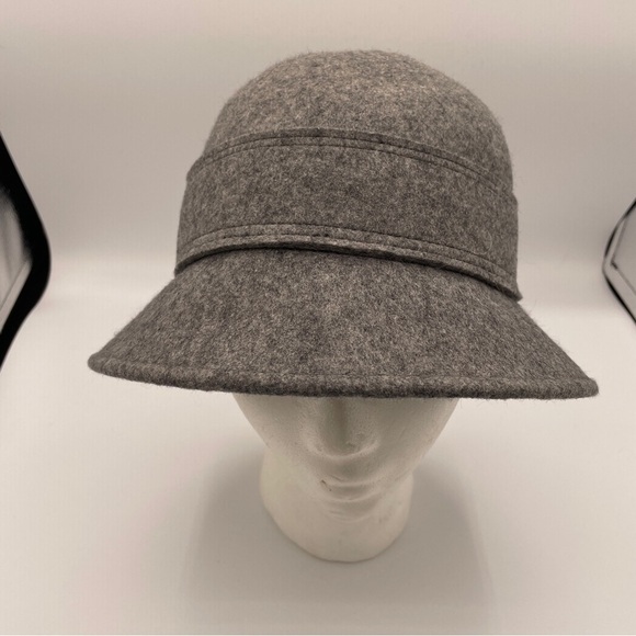 Gray Wool Hat With Button Detail - Picture 2 of 7